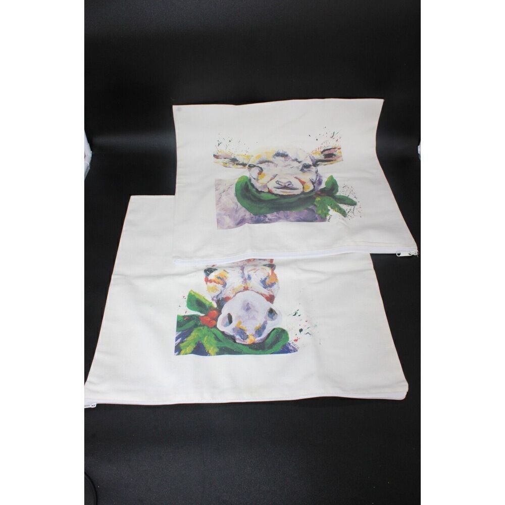 J. Martin Animal Print Pillow Cover Donkey Sheep Lot Of 2